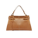 Bolsa Tote Marrom Couro Legítimo Grande Tiras Laterais