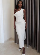 Blusa de Linho Assimétrica Ombro Único